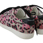 Dolce & Gabbana Pink Leopard Print Training Leather Flat Sneakers