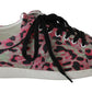 Dolce & Gabbana Pink Leopard Print Training Leather Flat Sneakers