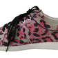 Dolce & Gabbana Pink Leopard Print Training Leather Flat Sneakers