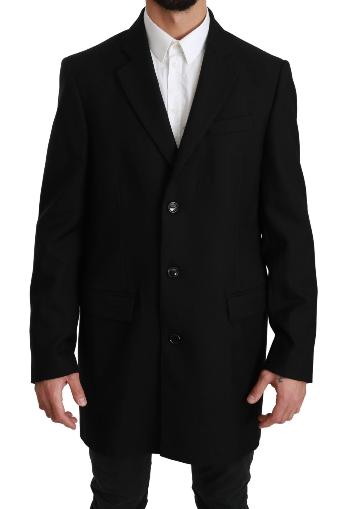 Dolce & Gabbana Black 100% Wool Jacket Coat Blazer