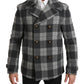 Dolce & Gabbana Elegant Gray Check Double Breasted Coat