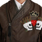 Dolce & Gabbana Brown Beaded Crown Skull Logo Jacket