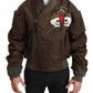 Dolce & Gabbana Brown Beaded Crown Skull Logo Jacket