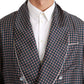 Dolce & Gabbana Navy Blue Patterned Double Breasted Coat Jacket