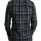 Dolce & Gabbana Gray Checkered Heart Collar MARTINI Shirt