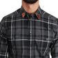 Dolce & Gabbana Gray Checkered Heart Collar MARTINI Shirt