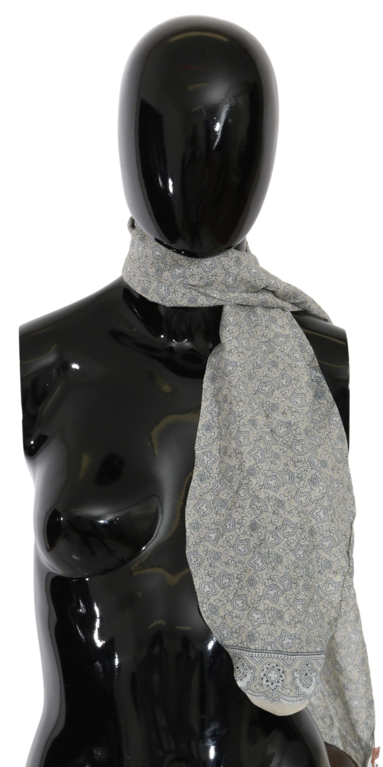 Ermanno Scervino Cotton Beige Blue Fantasy Print Scarf