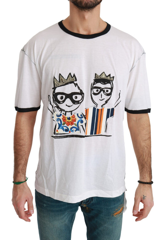 Dolce & Gabbana White Men Print #dgfamily Cotton T-shirt