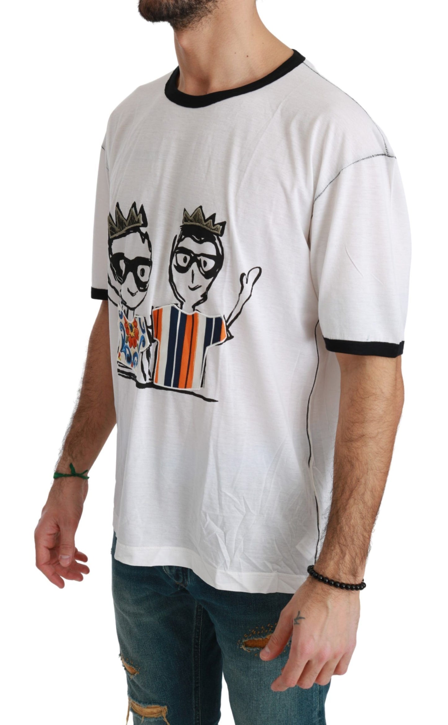 Dolce & Gabbana White Men Print #dgfamily Cotton T-shirt