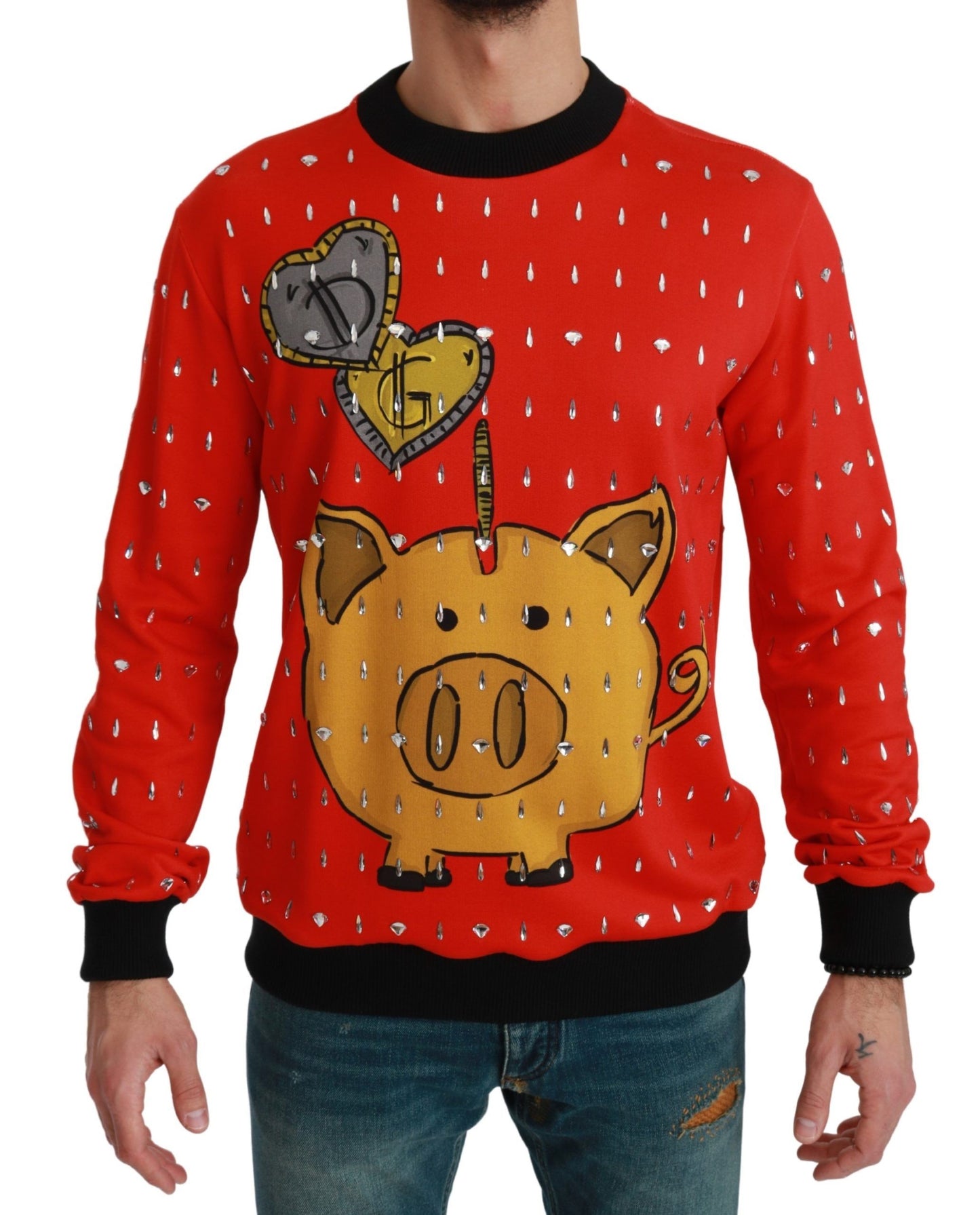 Dolce & Gabbana Red Crystal Pig of the Year Sweater