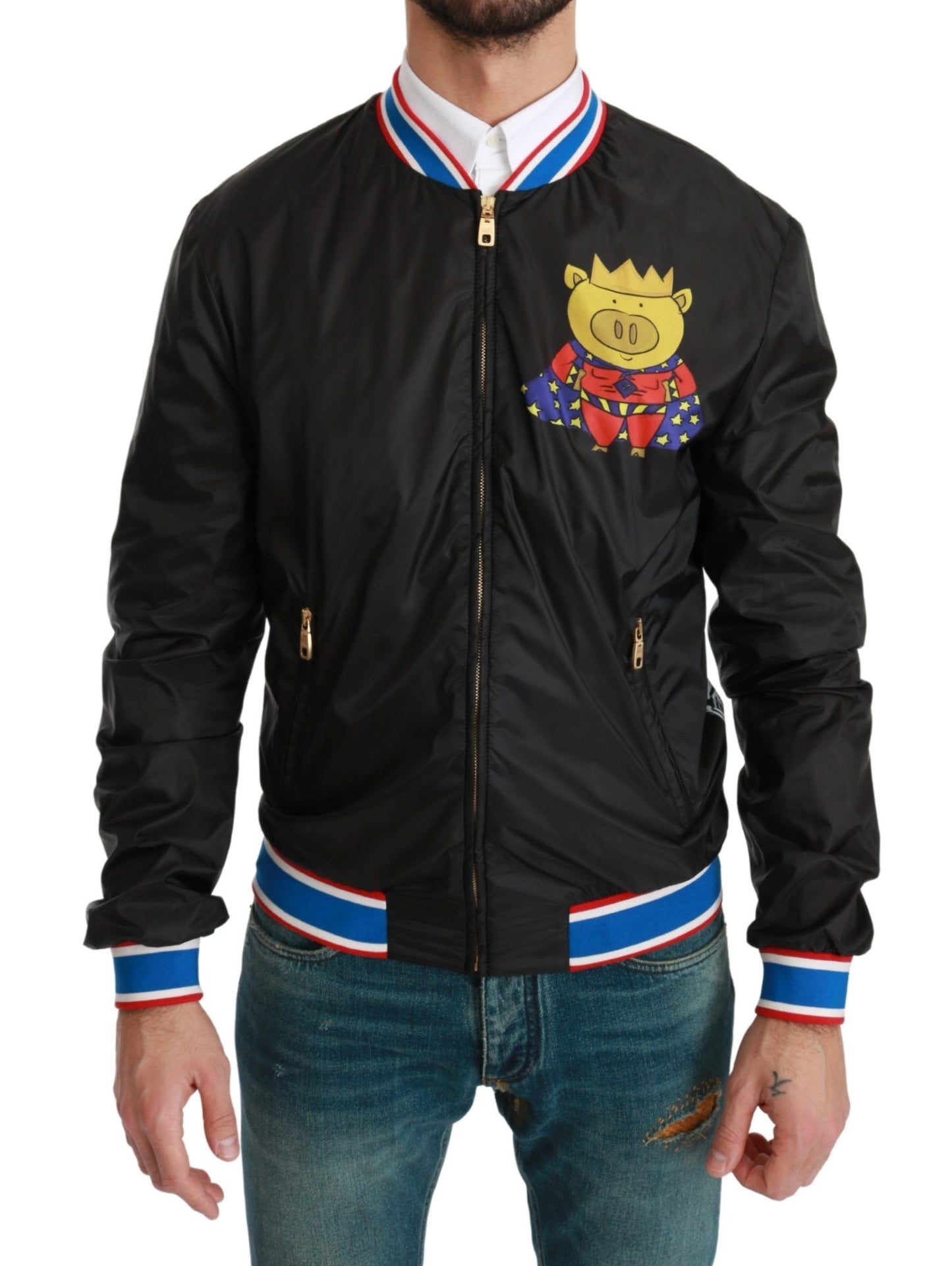 Dolce & Gabbana Black YEAR OF THE PIG Bomber Jacket