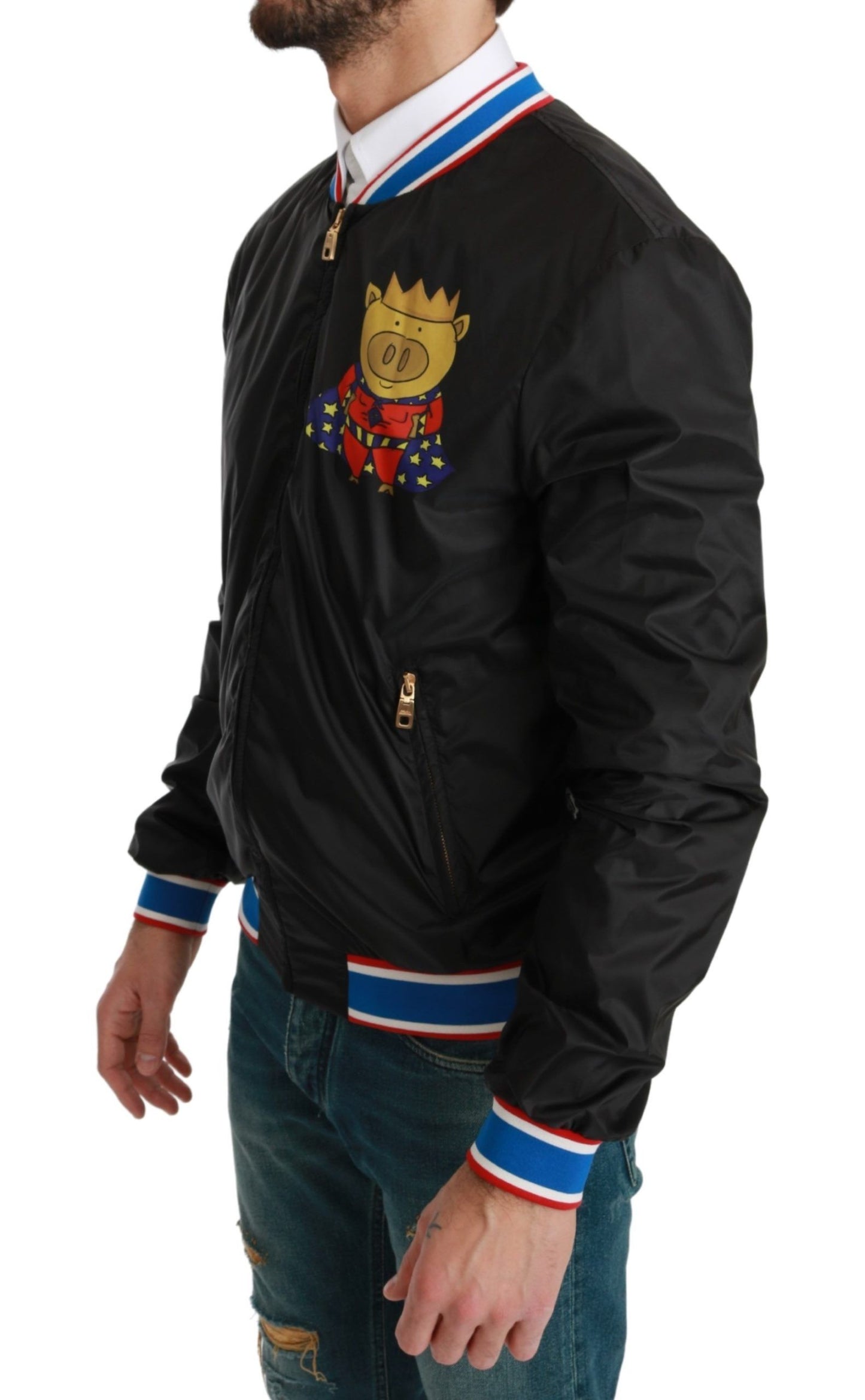 Dolce & Gabbana Black YEAR OF THE PIG Bomber Jacket