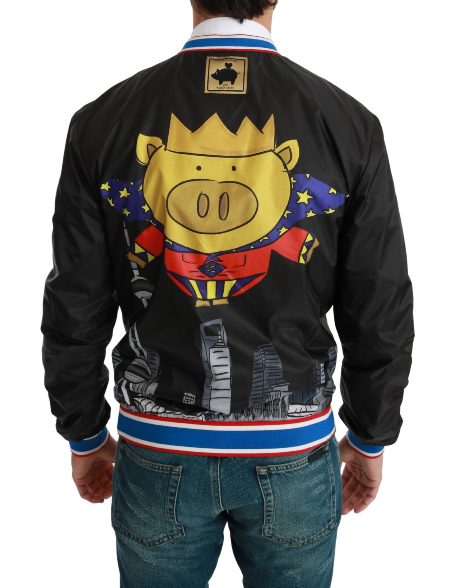 Dolce & Gabbana Black YEAR OF THE PIG Bomber Jacket