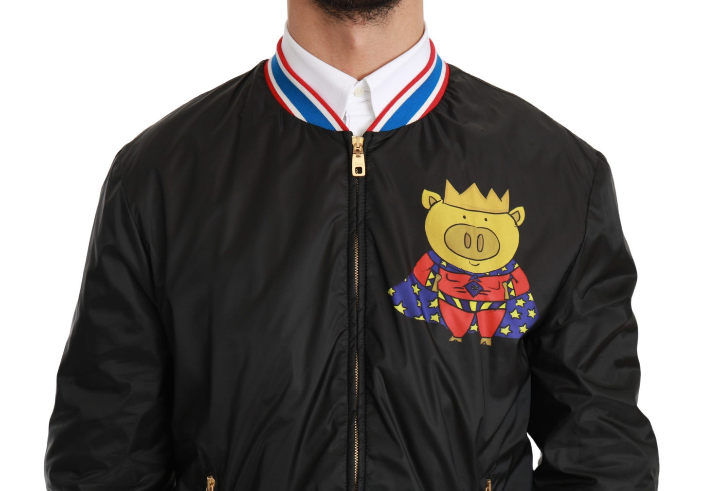 Dolce & Gabbana Black YEAR OF THE PIG Bomber Jacket