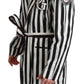 Dolce & Gabbana Black White Stripe Logo Belted Robe