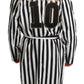 Dolce & Gabbana Black White Stripe Logo Belted Robe