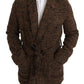 Dolce & Gabbana Brown Checkered Wool Robe Coat  Wrap Jacket