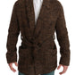 Dolce & Gabbana Brown Checkered Wool Robe Coat  Wrap Jacket