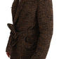 Dolce & Gabbana Brown Checkered Wool Robe Coat  Wrap Jacket