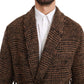 Dolce & Gabbana Brown Checkered Wool Robe Coat  Wrap Jacket