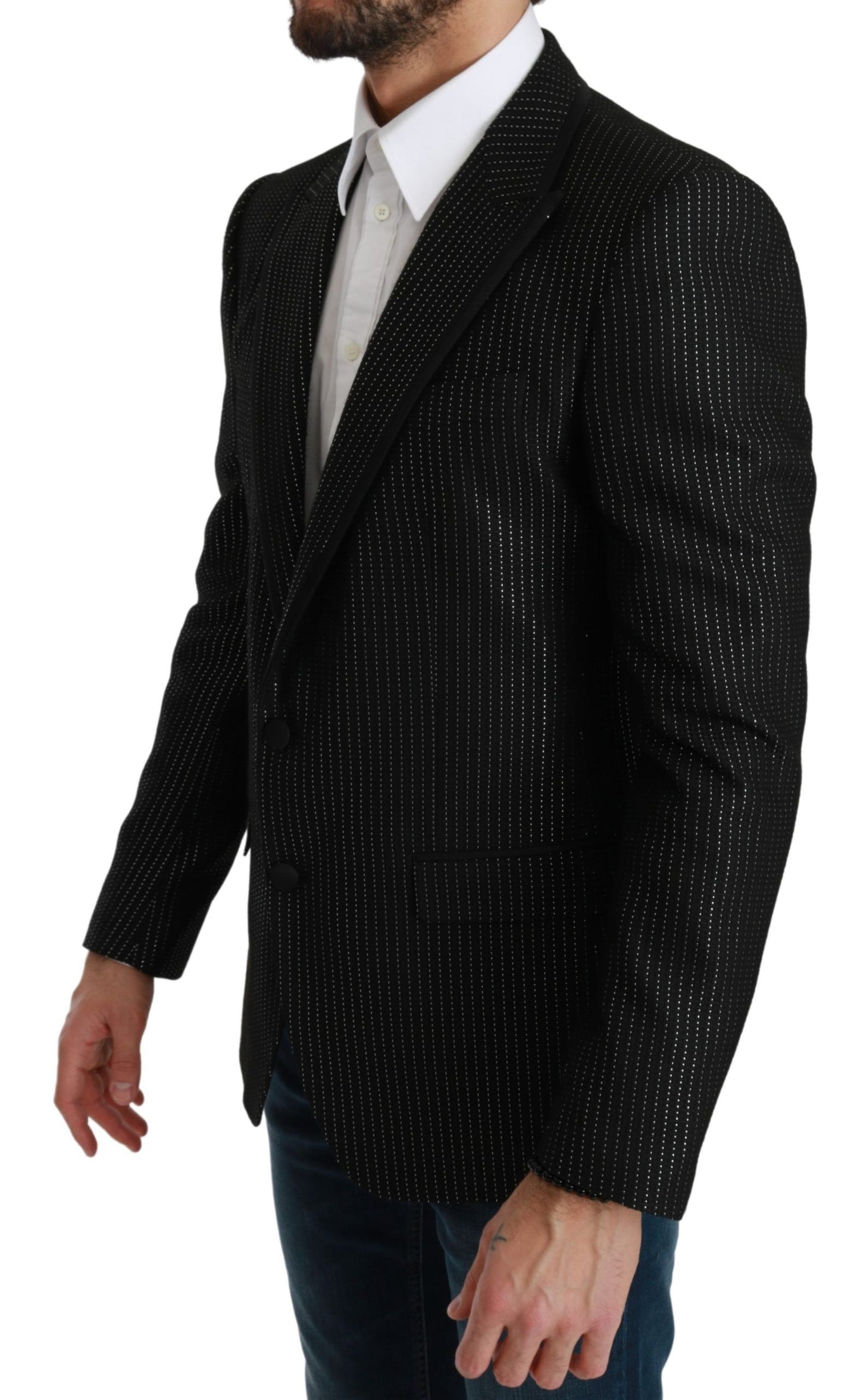 Dolce & Gabbana Black Striped Single Breasted MARTINI Blazer