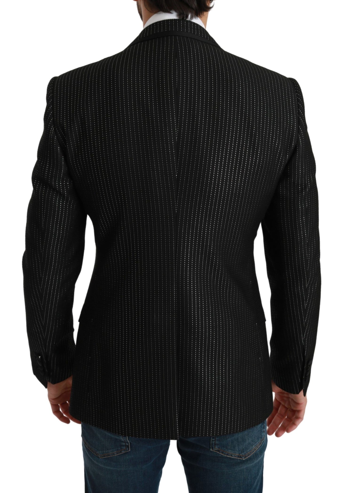 Dolce & Gabbana Black Striped Single Breasted MARTINI Blazer