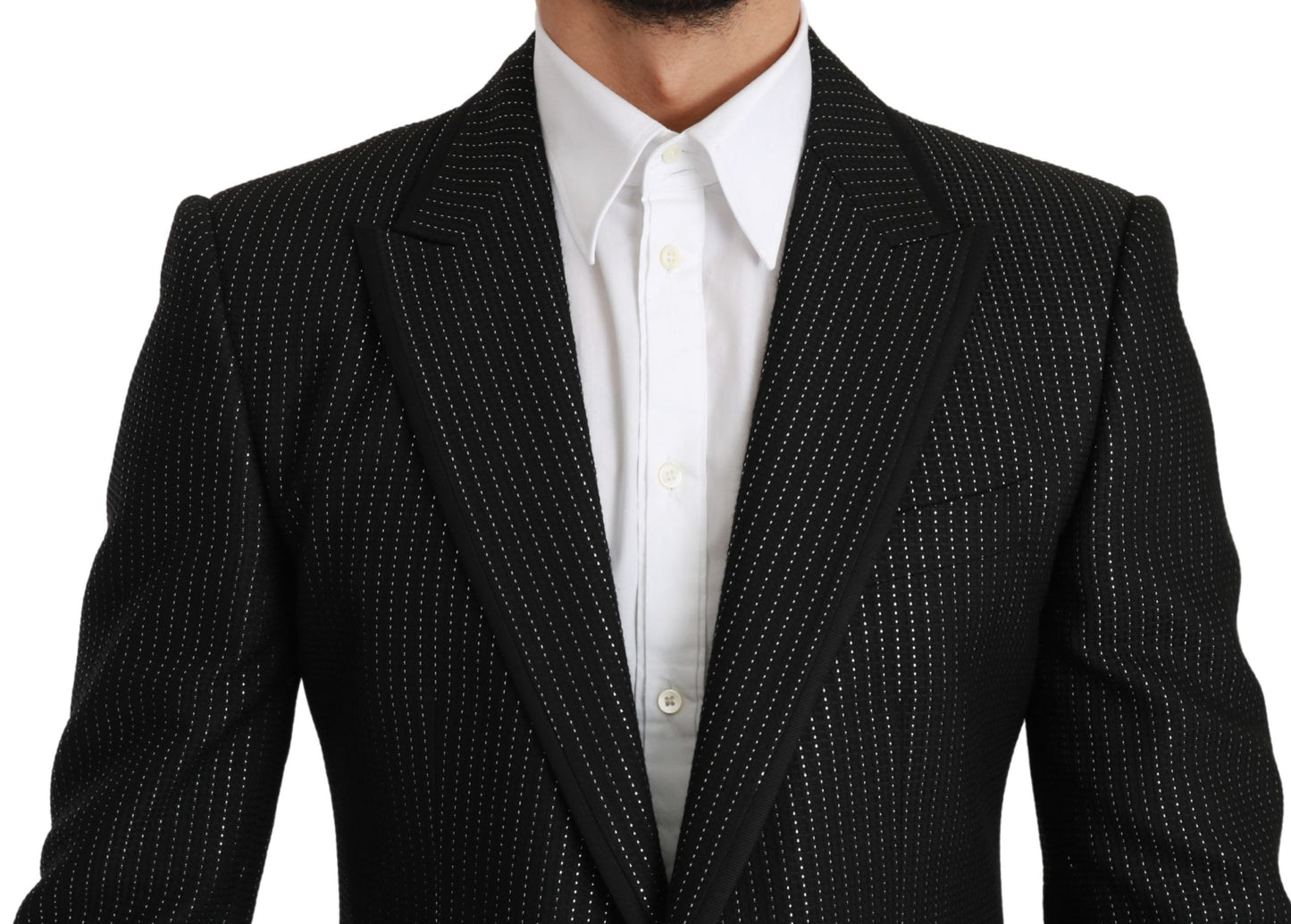 Dolce & Gabbana Black Striped Single Breasted MARTINI Blazer