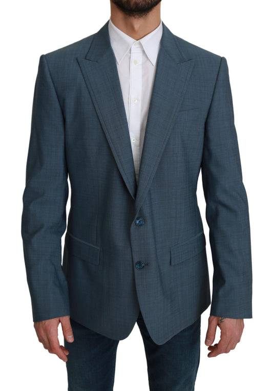 Dolce & Gabbana Blue Single Breasted Formal Wool Blazer