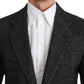 Dolce & Gabbana Gray Plaid Check Slim Fit Jacket Blazer