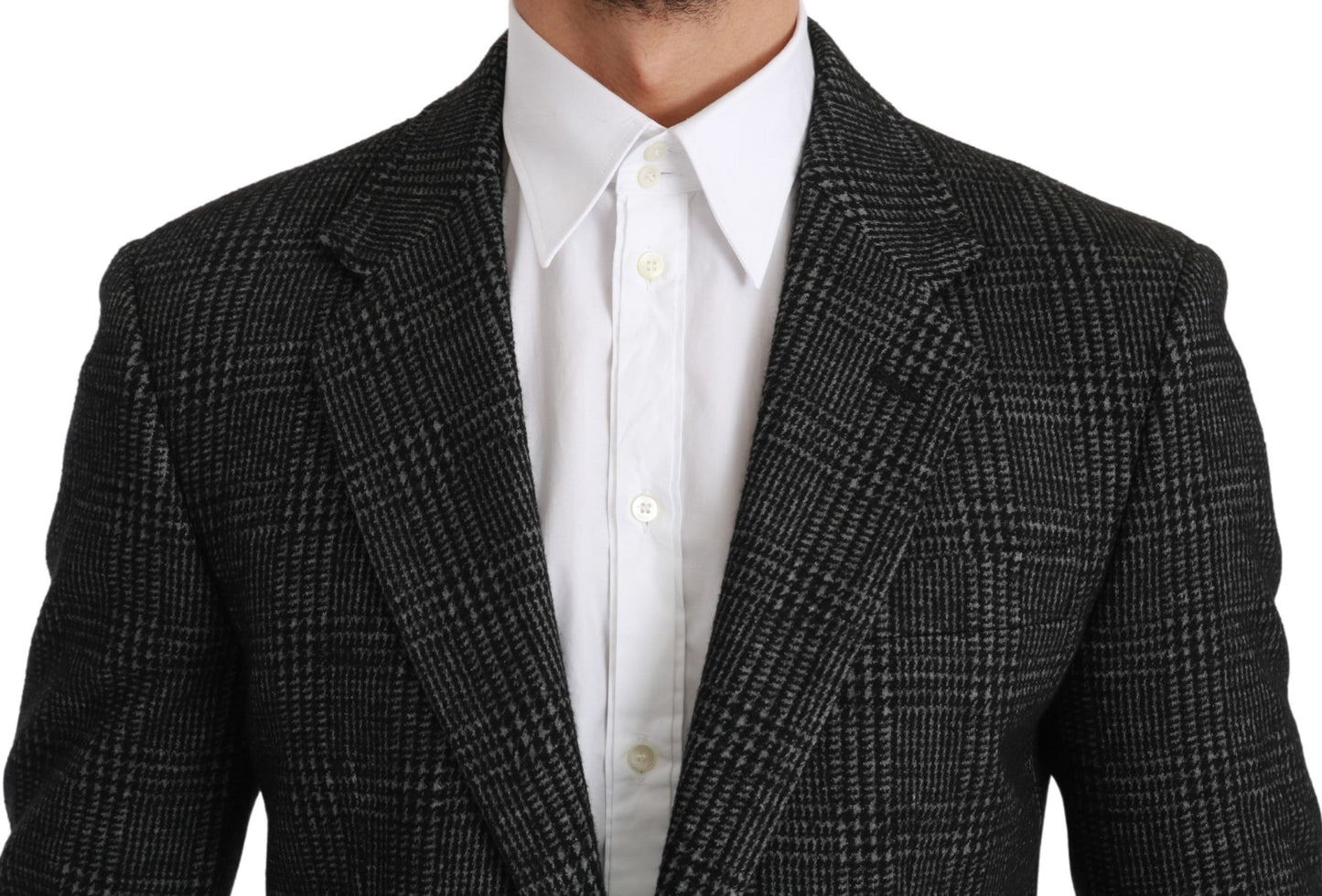 Dolce & Gabbana Gray Plaid Check Slim Fit Jacket Blazer