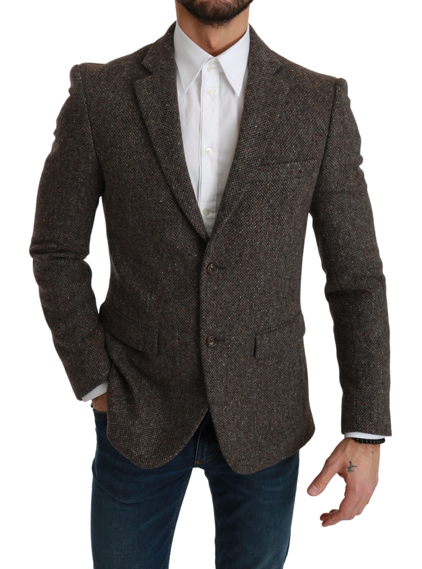 Dolce & Gabbana Brown Jacket Formal Coat Wool Blazer