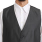 Dolce & Gabbana Gray Waistcoat Formal Stretch Wool Vest