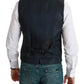 Dolce & Gabbana Blue Waistcoat Formal Stretch Wool Vest