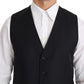 Dolce & Gabbana Blue Waistcoat Formal Stretch Wool Vest