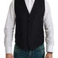 Dolce & Gabbana Blue Waistcoat Formal Stretch Wool Vest