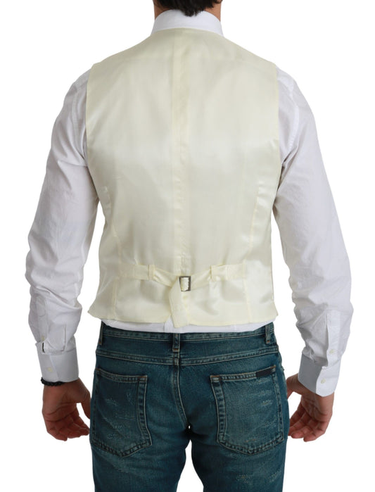 Dolce & Gabbana White Waistcoat Formal Wool  Vest