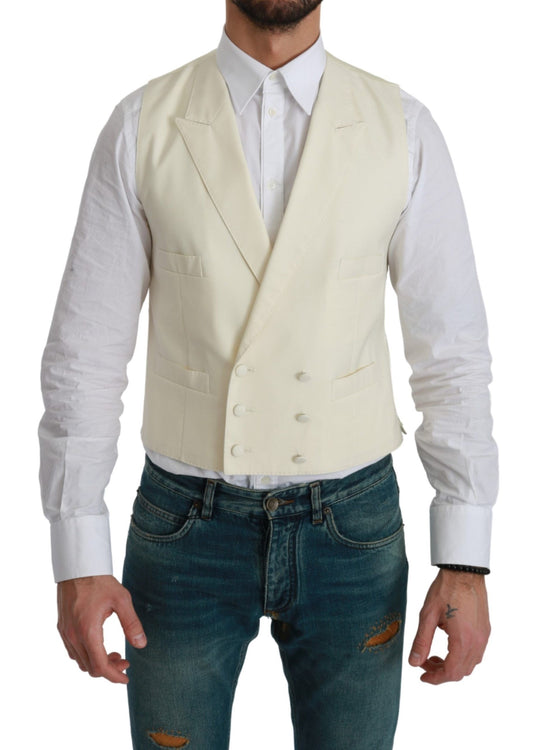 Dolce & Gabbana White Waistcoat Formal Wool  Vest