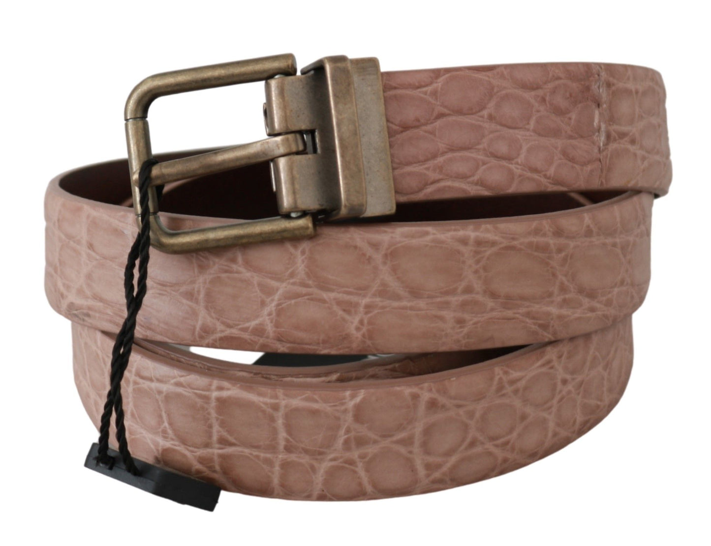 Dolce & Gabbana Beige Exotic Skin Gold Buckle Leather Belt