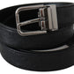 Dolce & Gabbana Black Exotic Skin Pattern Silver Buckle Belt