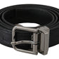 Dolce & Gabbana Black Exotic Skin Pattern Silver Buckle Belt