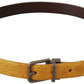 Dolce & Gabbana Yellow Exotic Skin Leather Grey Buckle Belt