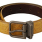 Dolce & Gabbana Yellow Exotic Skin Leather Grey Buckle Belt