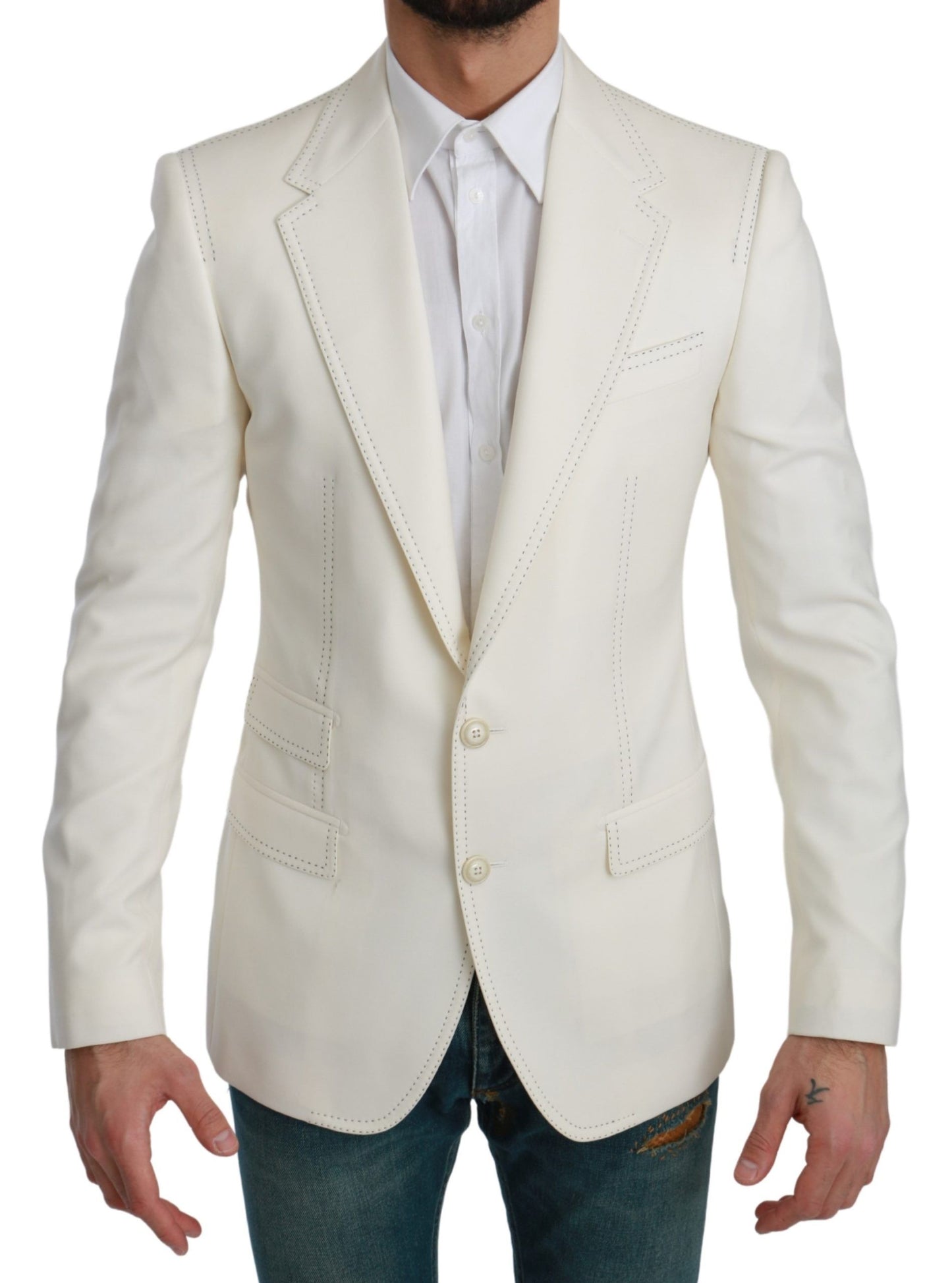 Dolce & Gabbana SICILIA Cream Single Breasted Formal Blazer