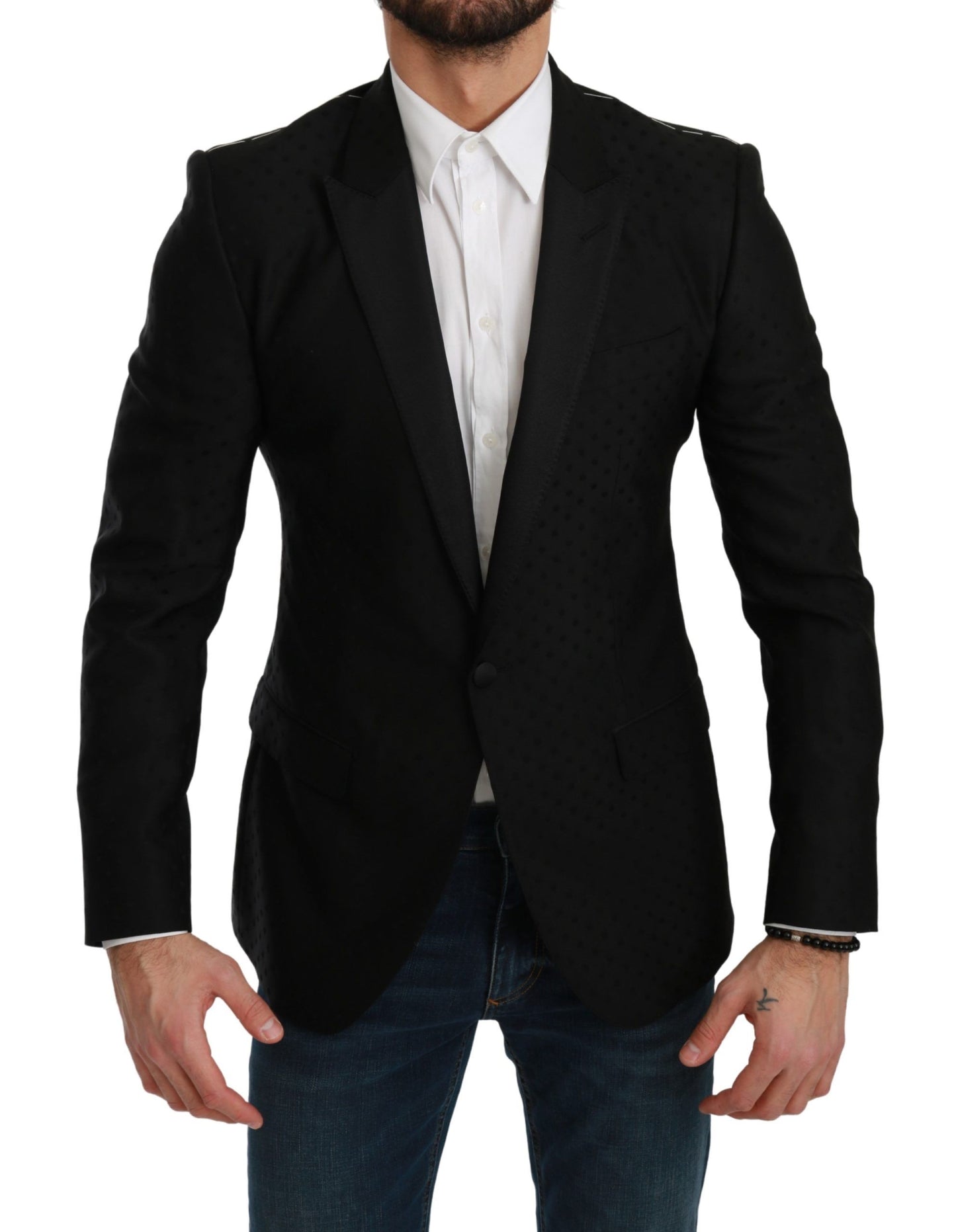 Dolce & Gabbana Black Slim Fit Coat Jacket MARTINI Blazer