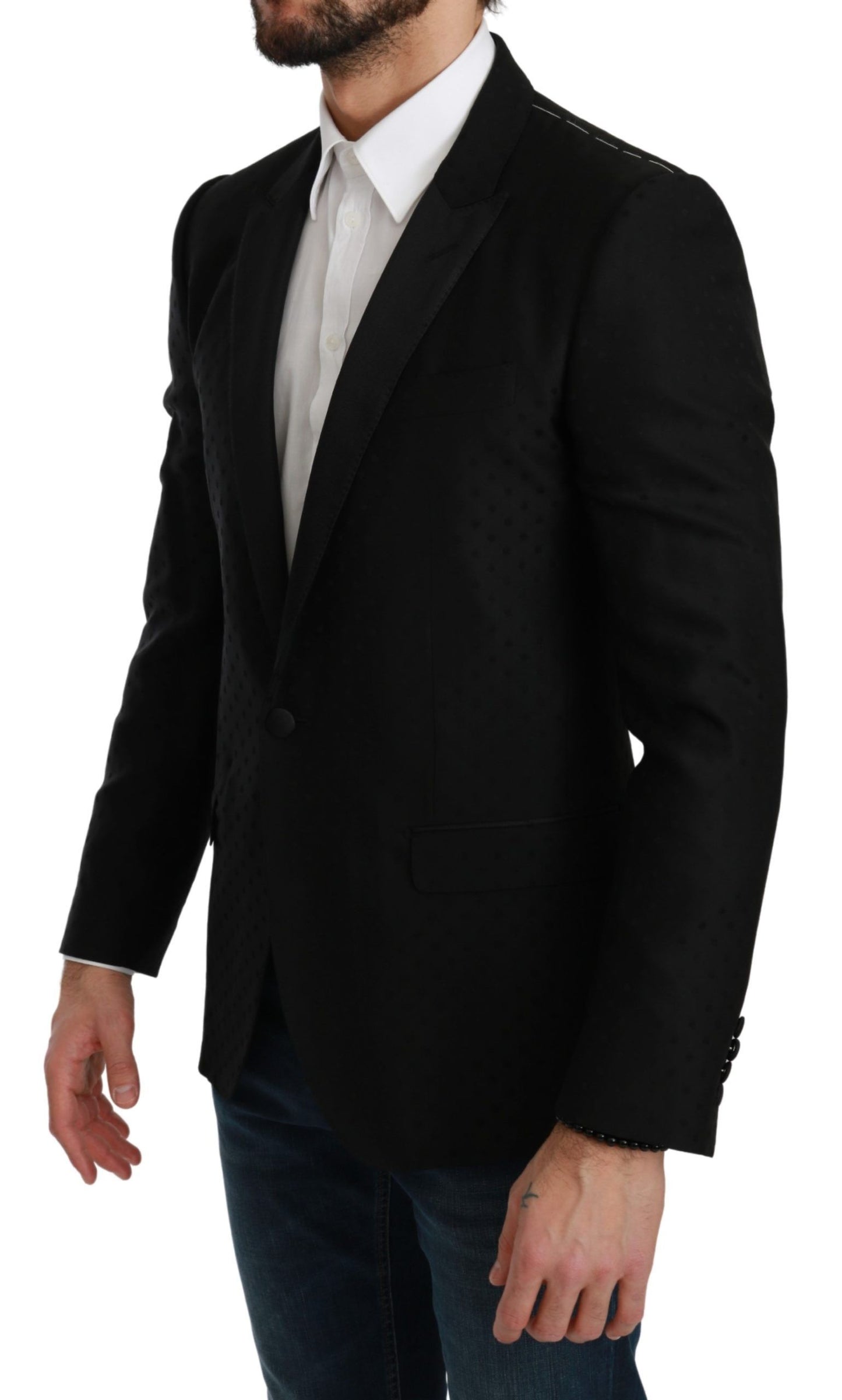 Dolce & Gabbana Black Slim Fit Coat Jacket MARTINI Blazer