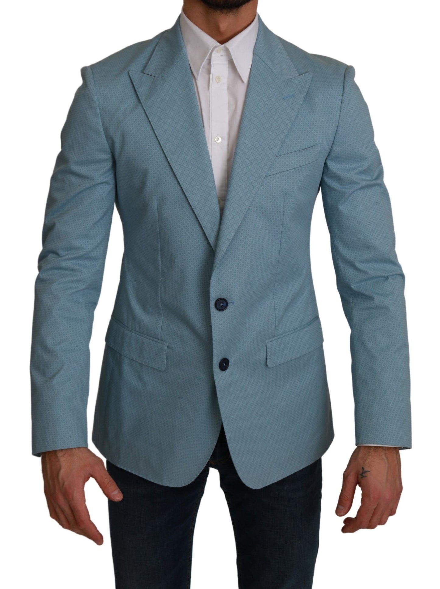 Dolce & Gabbana Blue Slim Fit Coat Jacket MARTINI Blazer