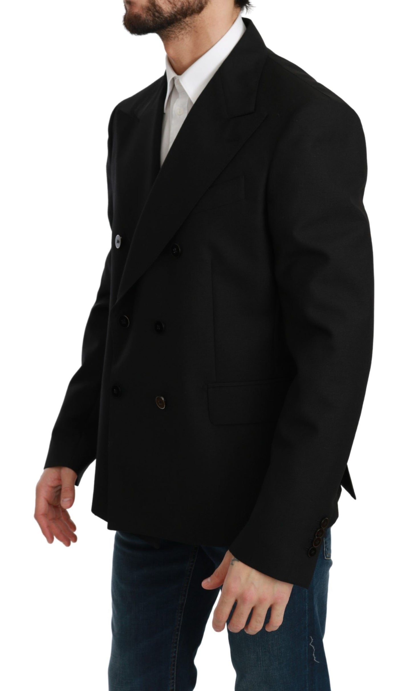 Dolce & Gabbana Black Slim Fit Wool Blazer Jacket