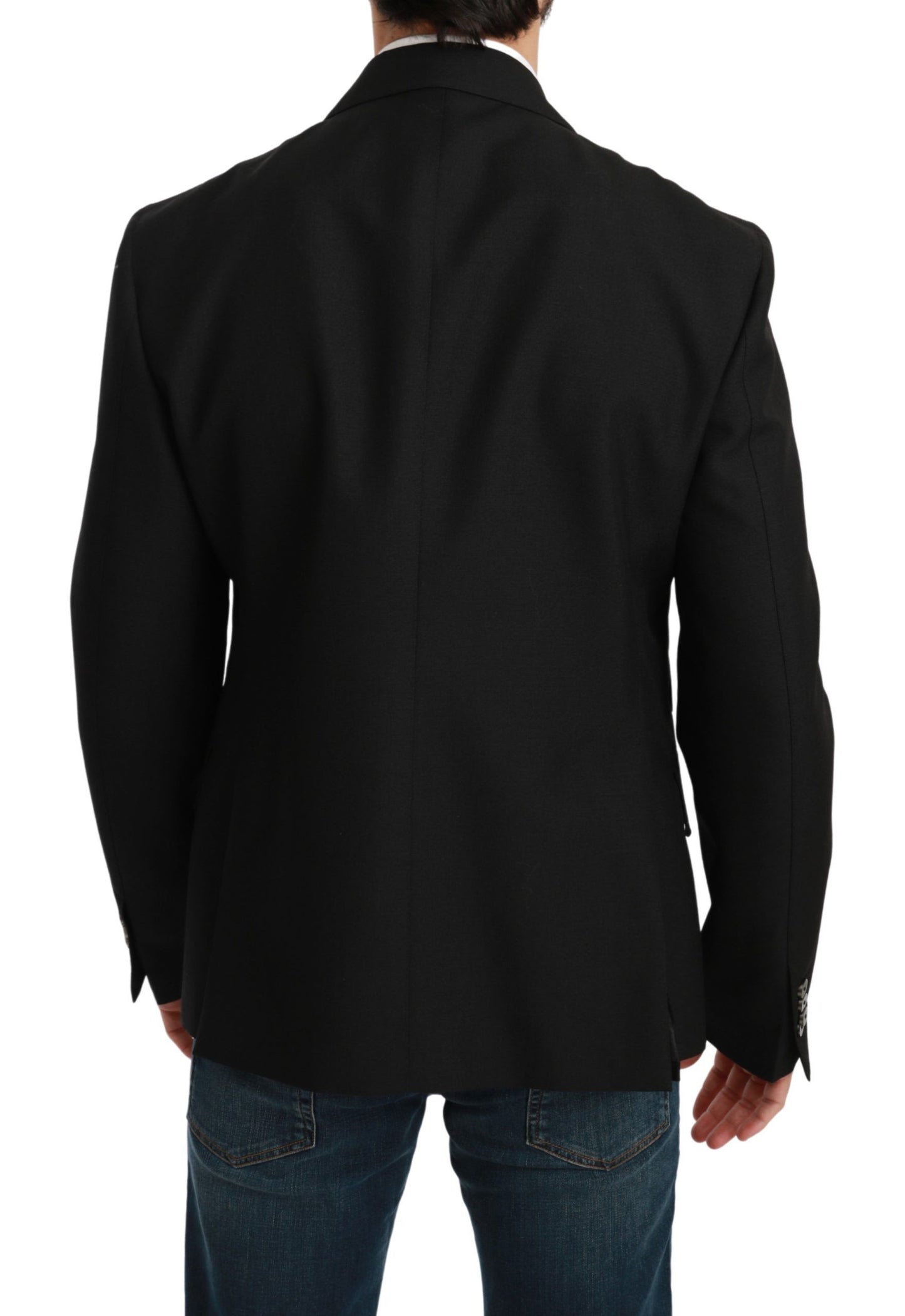 Dolce & Gabbana Black Slim Fit Wool Blazer Jacket