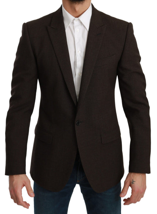 Dolce & Gabbana Brown Slim Fit Coat Jacket MARTINI Blazer