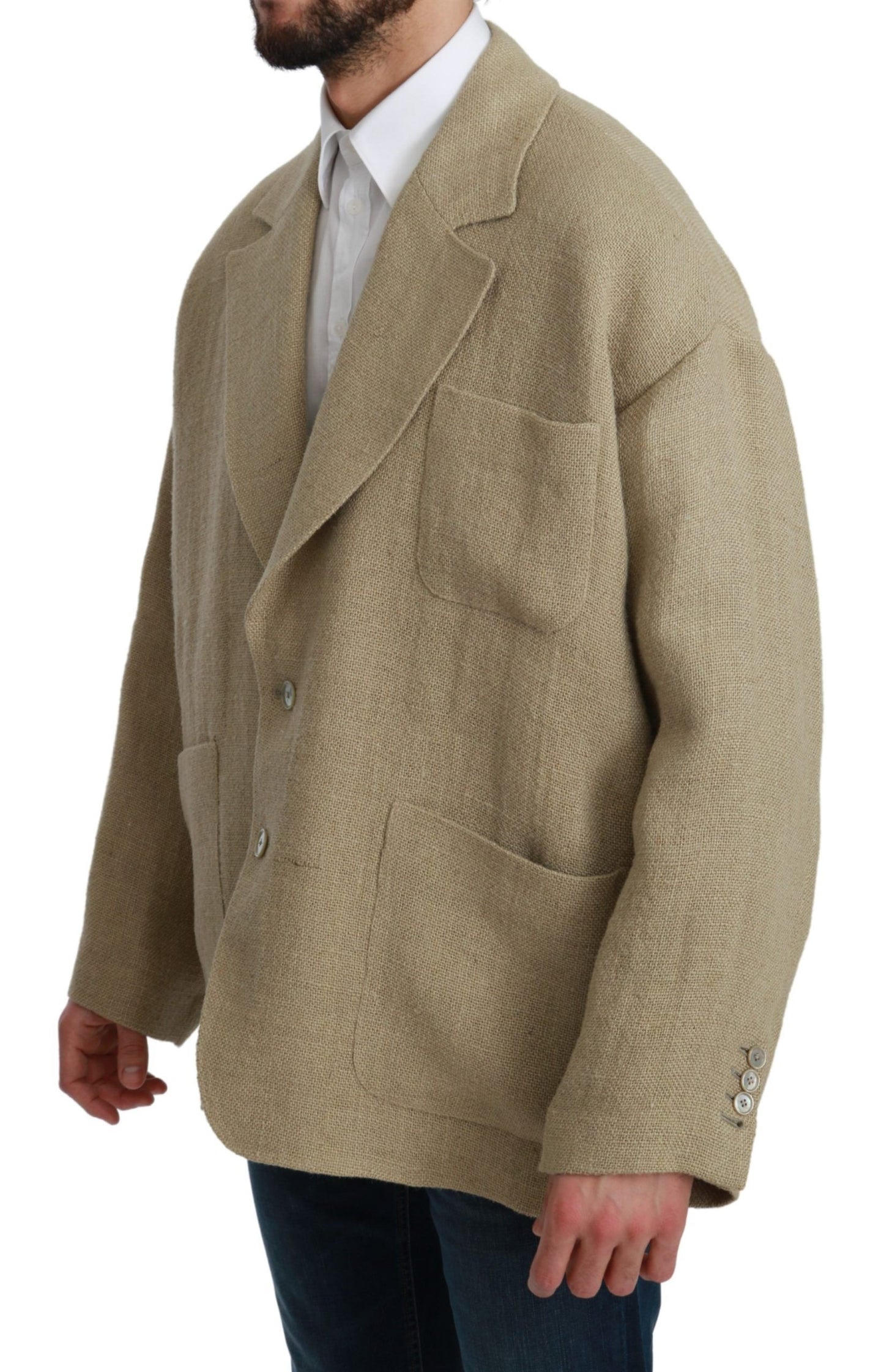 Dolce & Gabbana Beige Jacket Coat 100% Jute Blazer Coat